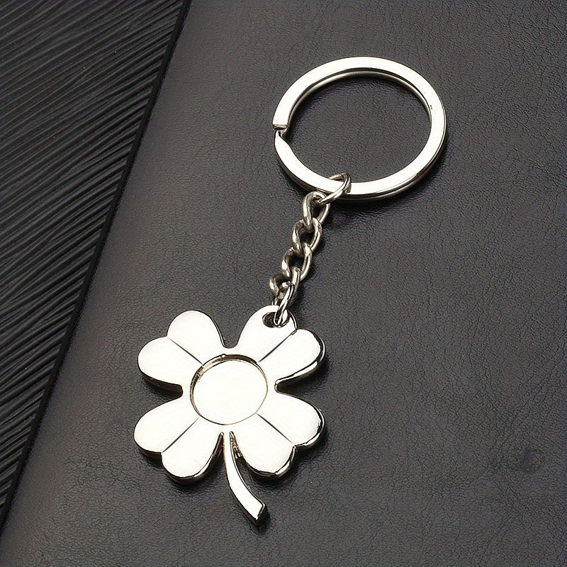 Clover Keychain Fortune Metal Key Ring Purse Bag Backpack Car Key Charm