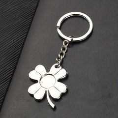 Clover Keychain Fortune Metal Key Ring Purse Bag Backpack Car Key Charm