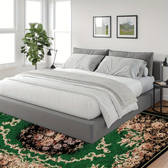 Boho Anti Fatigue Green Soft Rug - Flower Pattern Living Room Carpet