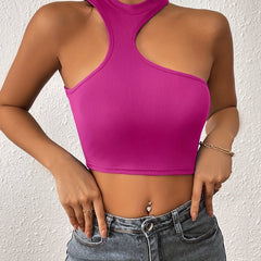 Y2K Asymmetrical Crop Tank Top Sexy Sleeveless Summer Women's Clothing