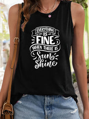 Letter Print Sleeveless Sports Vest Round Neck Casual Tops