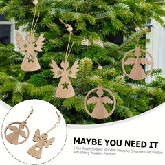 12Pcs Christmas Wooden Pendant Girls Crafts Wood Decor Christmas Tree Pendant