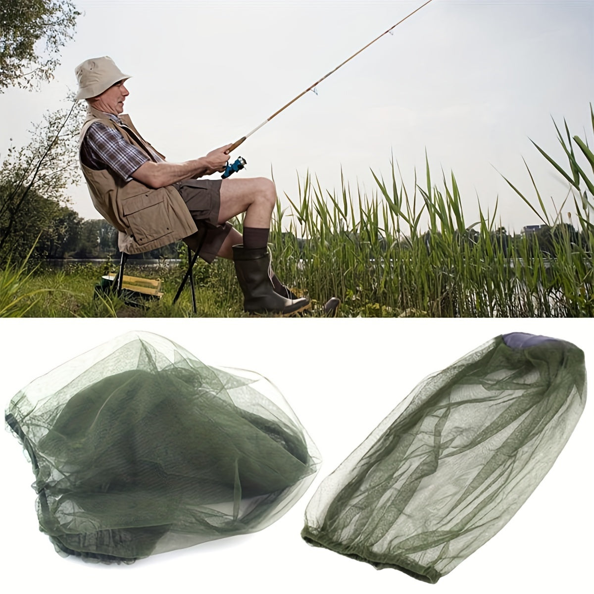 Anti Mosquito Net Hat for Night Fishing Breathable Insect-Proof Face Cover