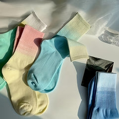 4 Pairs Ombre Crew Socks Soft & Comfy All match Socks Women's Stockings