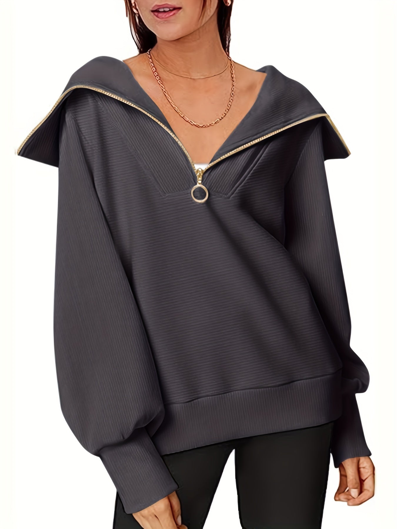 Casual Quarter Zip Pullover Sweatshirt for Women