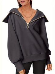 Casual Quarter Zip Pullover Sweatshirt for Women