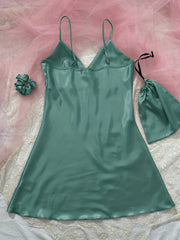 Sexy Satin Nightdress Deep V Spaghetti Strap Women's Sleepwear
