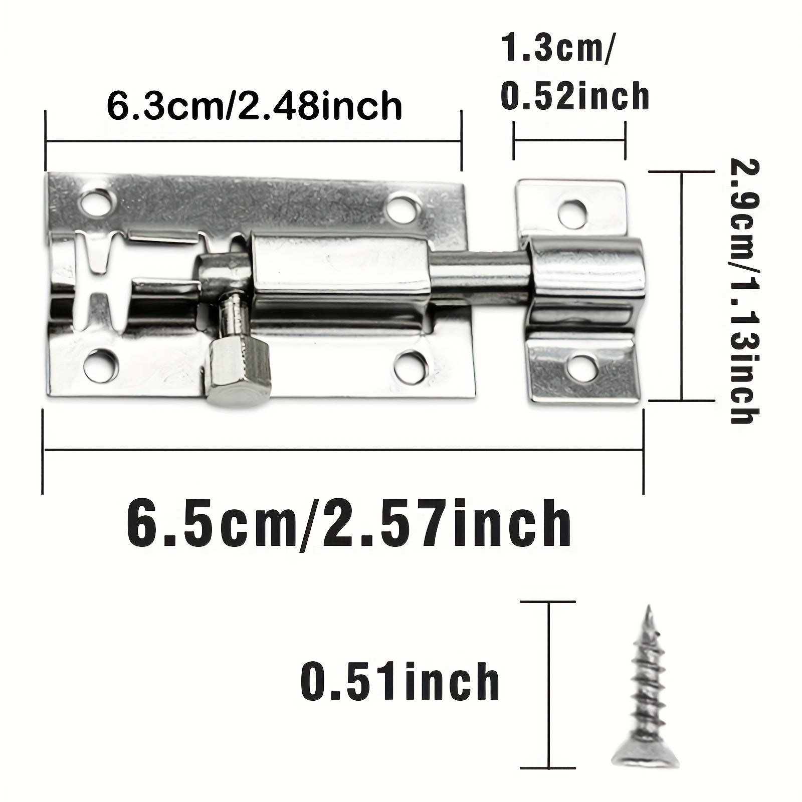 2pcs Sliding Bolt Lock Stainless Steel Durable Small Plate Lock