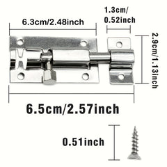 2pcs Sliding Bolt Lock Stainless Steel Durable Small Plate Lock