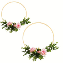 12pcs Wooden Bamboo Floral Hoop Wreath Rings for DIY Wedding Decor