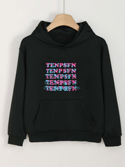 Girls Cartoon Alphabet Long Sleeve Hooded Sweatshirt
