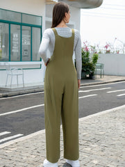 Ruched Overall Jumpsuit Wide Leg Sleeveless Casual Jumpsuit