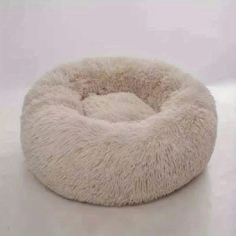 Cozy Round Pet Bed with Warming Mat & Removable Pillow