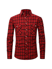 Men's Plaid Button Down Long Sleeve Shirts