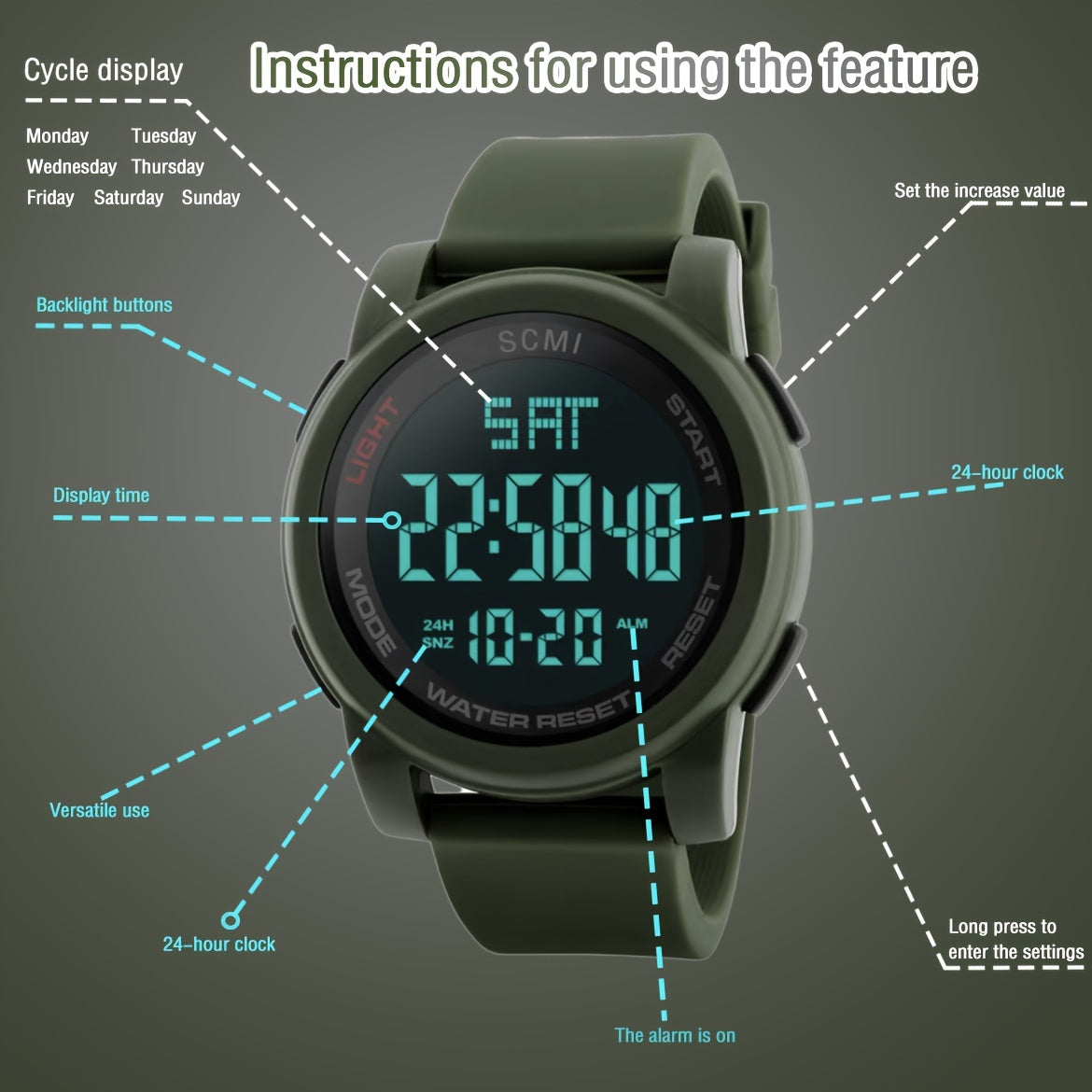 Waterproof Sports Watch Casual Luminous Wrist Watch