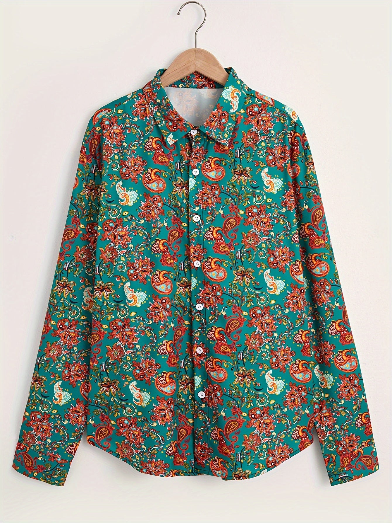 Paisley Pattern Men's Long Sleeve Shirt For Autumn