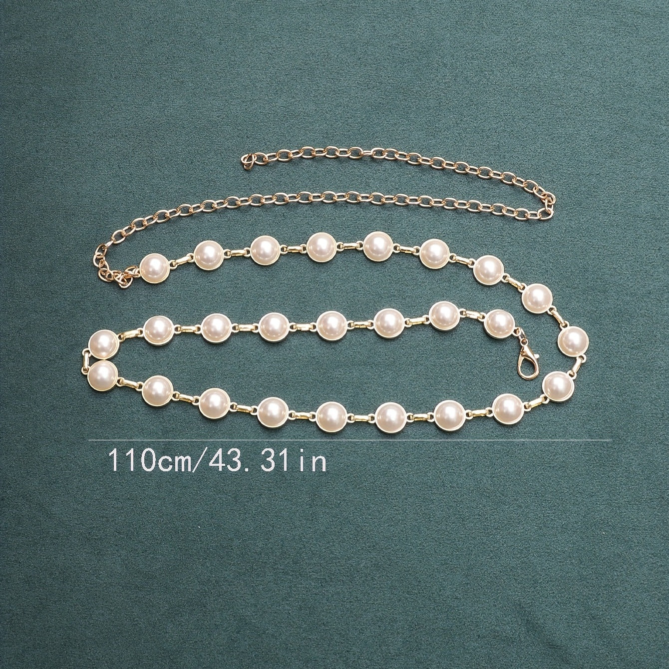 Faux Pearl Waist Chain Golden Metal Belly Chain Thin Waistband