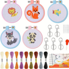Cartoon Cross Stitch Key Ring Kit for Bag Decoration