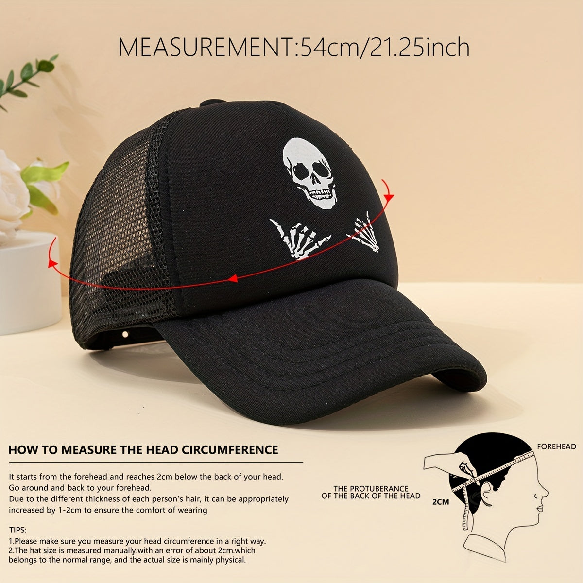 Kids Skull Graphic Baseball Cap Mesh Breathable Sun Protection Sunshade Hat