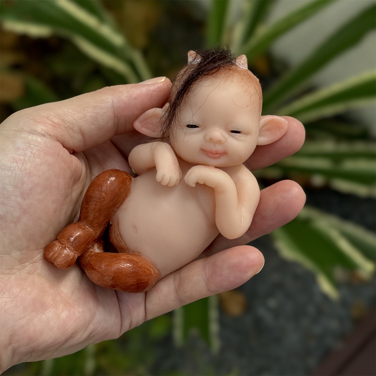 6 Inch Realistic Reborn Youngsters Doll with Brown Horns & Wrinkled Skin