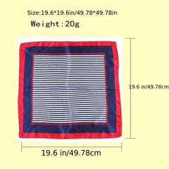 Classic Striped Square Scarf Neckerchief Silk Bandana Head Wrap