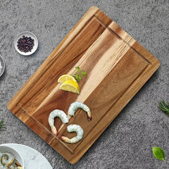 Thick Hardwood Cutting Board with Juice Grooves