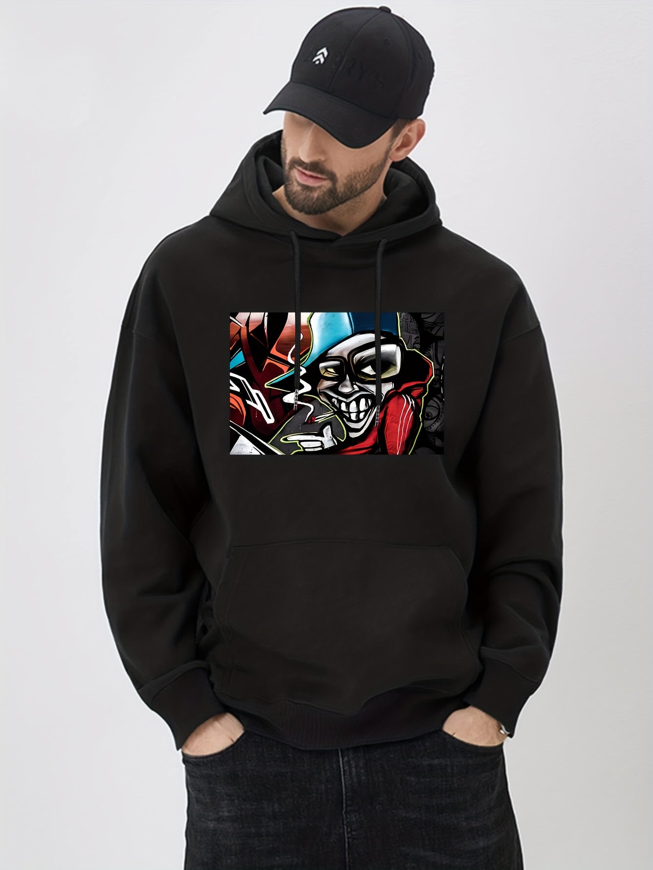 Abstract Painting Print Hoodie Men's Graphic Pullover