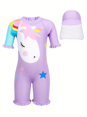 Toddler Girls Unicorn And Stars One Piece Swimsuit