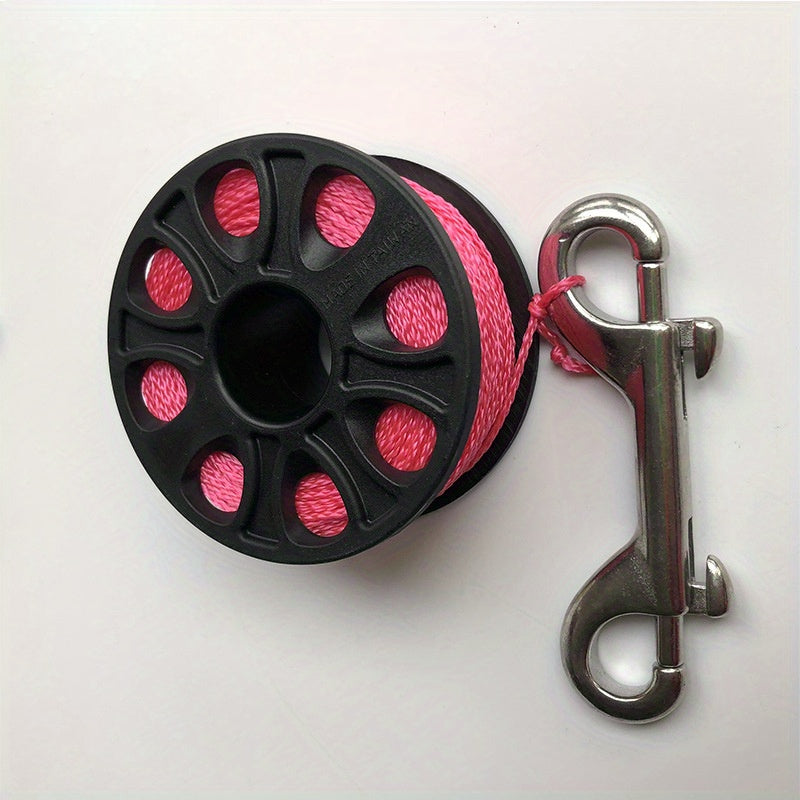 30m Scuba Diving Reel Stainless Steel Snap Hook Fluorescent Nylon Rope