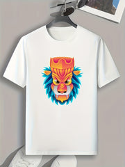 Totem Pattern Print Men's Comfy Sports T-shirt