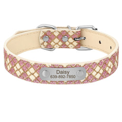 Custom Bling PU Leather Dog Collar - Personalize Your Pet's Style