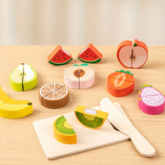 Wooden Play Food for Toddlers Fruit & Veggies Cutting Set Kids