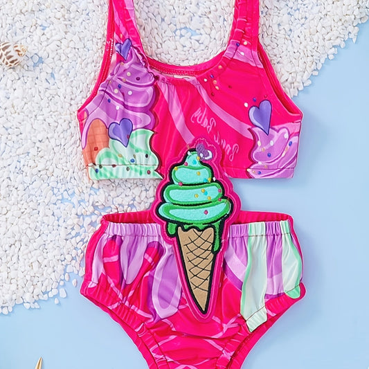Camisole Swimsuit Baby Girls Cartoon Print Swimming Jumpsuit