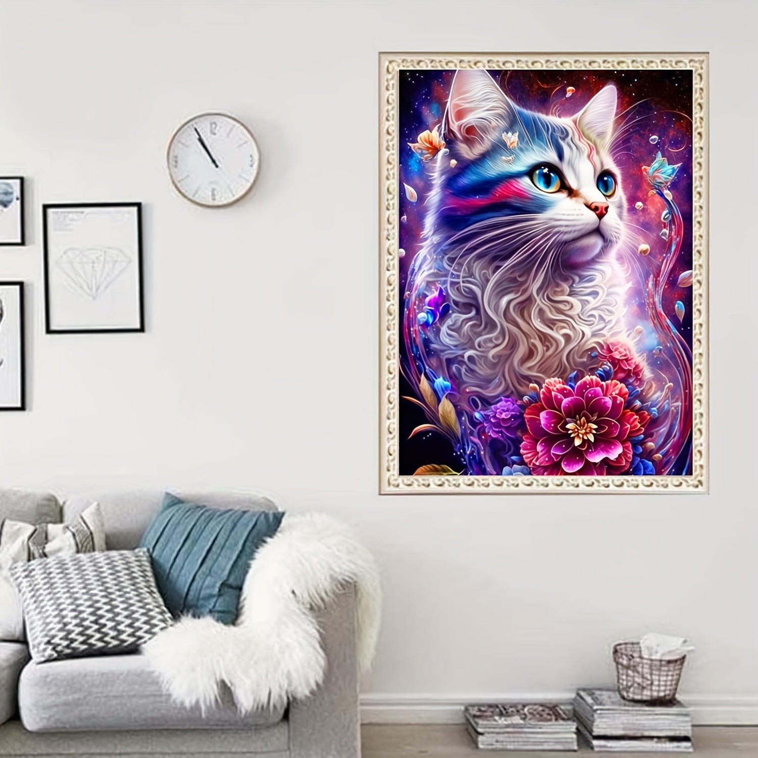 DIY Flower Word Cat Diamond Painting Kit