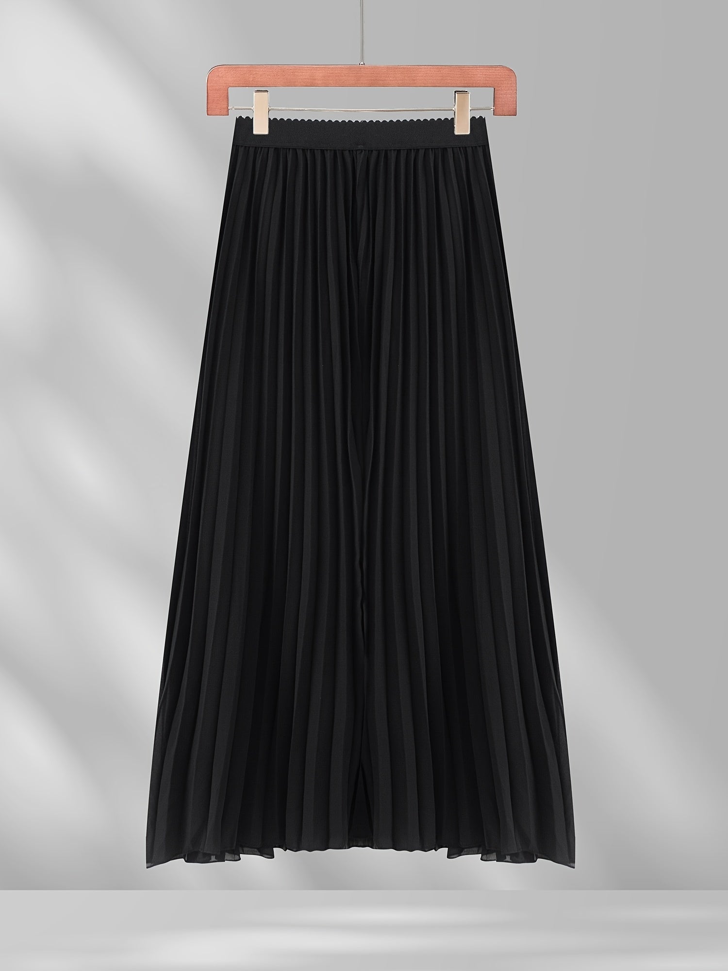 Scallop Trim Waist Pleated Skirt Casual Skirt for Spring & Summer