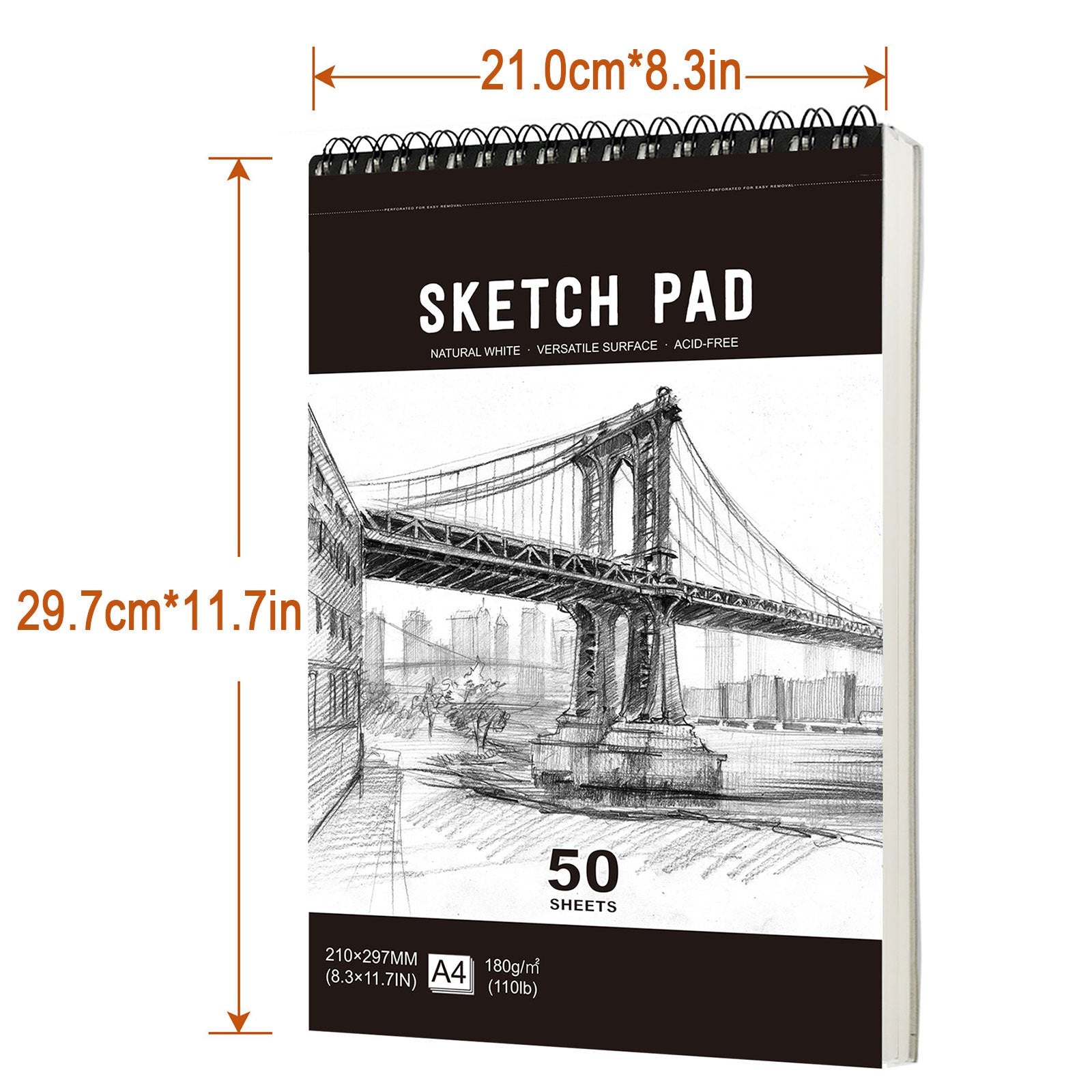High Sketchbook 180gsm Thick Paper 100 Pages Spiral Bound