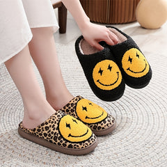 Women's Lightning Smile Face Pattern Plush Slippers