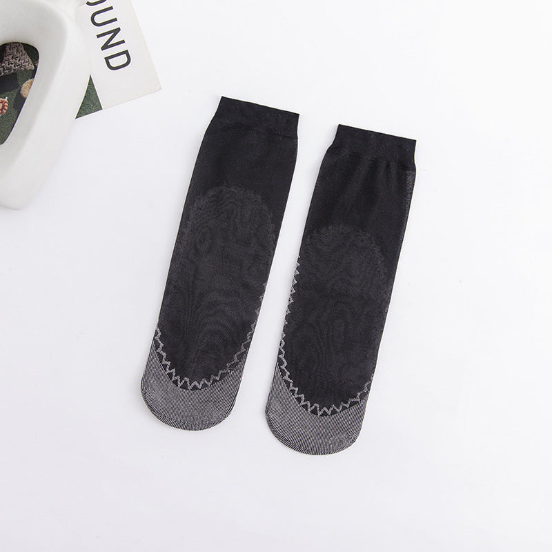 5 Pairs Thin Non Slip Socks Women's Mid Tube Stockings Comfy & Breathable