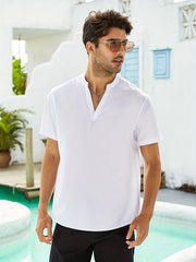 Men's V Neck Short Sleeve Pullover Shirt