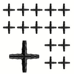 15pcs 4 Way Barbed Connector for Drip Irrigation 4 7mm Pipes
