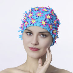 Floral Petal Swim Cap for Women Lightweight Bathing Cap