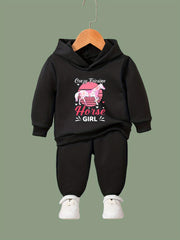 OERYUI Girls Tie Dye Horse Print Hooded Pullover Pants Set