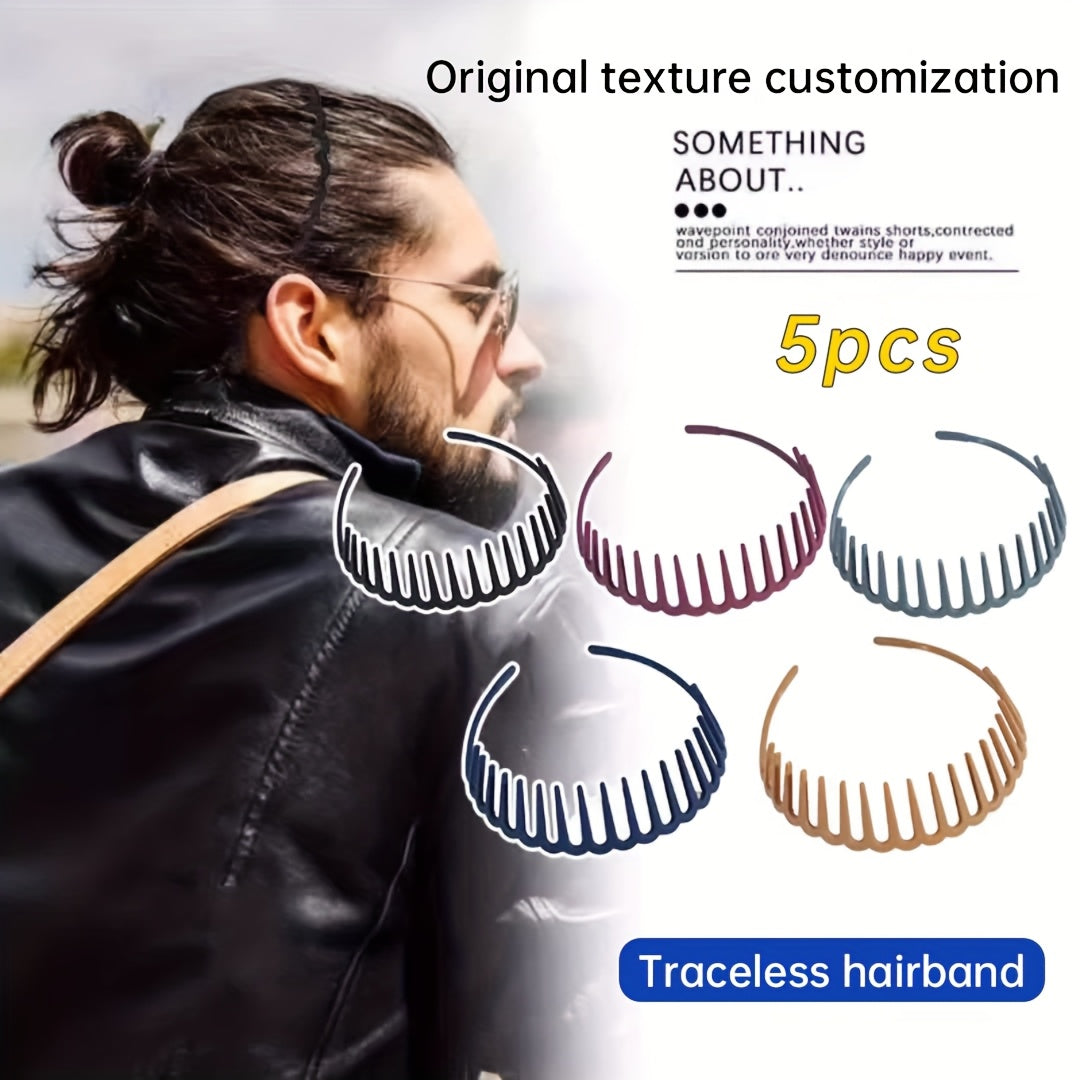 Men's Headband with Teeth Invisible Hair Tie for Back to Head Hairstyle