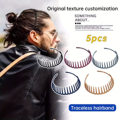 Men's Headband with Teeth Invisible Hair Tie for Back to Head Hairstyle