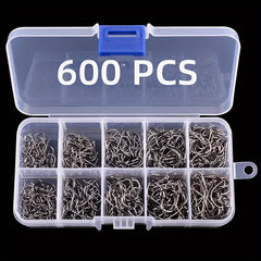 High Carbon Steel Fishing Hook Set, Saltwater/Freshwater Barbed Hooks