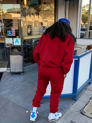 Women's Plus Letter & Heart Print Sweatshirt & Joggers Set