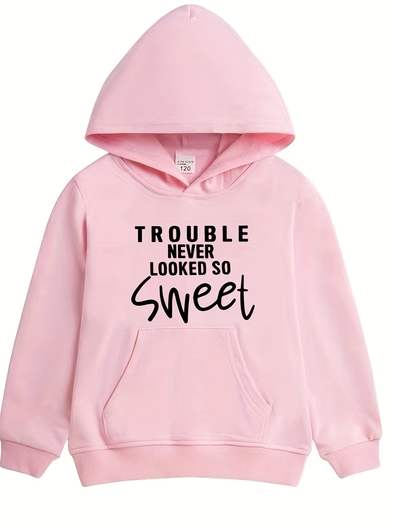 Girls Sweet Trouble Print Hooded Sweatshirt