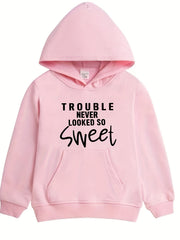 Girls Sweet Trouble Print Hooded Sweatshirt