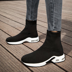 Breathable Knit Sneakers Lightweight Mid Top Slip On Shoes