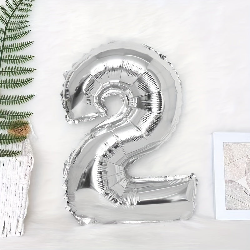 40 inch Silver 0-9 Number Party Balloons Set, Birthday Decoration